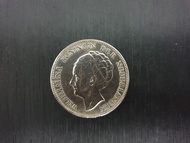 Uang Koin Perak Kuno Belanda 1 Gulden Wilhelmina Tahun 1929