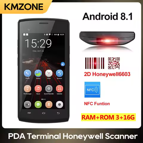 Android 8.1 PDA Terminal with NFC Honeywell 6603 2D Barcode Scanner 1D QR Reader RAM3G ROM16G Data C