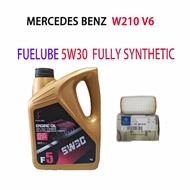MERCEDES BENZ W210 V6   OIL FILTER + FUELUBE 5W30 FULLY SYNTHETIC  ENGINE OIL