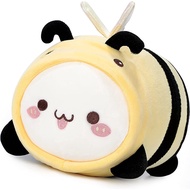 AIXINI Cute Cat Bee Plush Pillow 8” Kitten Honeybee Stuffed Animal, Soft Kawaii Cat Plushie with Bee Outfit Costume, Hugging Plush Squishy Pillow Toy Gifts for Kids
