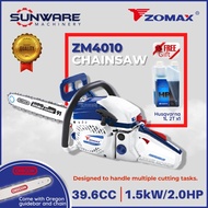 ZOMAX ZM4010 Chain Saw - 16" Oregon Bar Papan and Saw Chain Rantai [Free HUSQVARNA 2T 1 Liter]