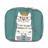 Kusuguru Japan 小物收納包 血拚狂歡季 NEKOMARUKE化妝包 -藍綠