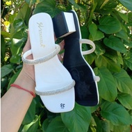 Women's shoes with 2 diamond straps, 4 cm across the clogs, flattering big size 35-45 feet