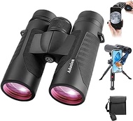 Adasion 12x42 High Definition Binoculars for Adults with Phone Adapter and Foldable Tripod, Super Bright High Power Binoculars with Large View, Lightweight Binoculars for Bird Watching Hunting Sports