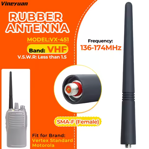 14.5cm/5.7inch VHF 136-174 Mhz Rubber Antenna for Vertex VX-451 VX-454 VX-459 EVX-531/ Motorola VX-4