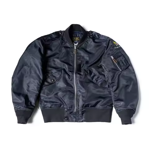 Rugged Bronson Type L-2A Bomber Jacket Waterproof Nylon Military Flying Outerwear Blue