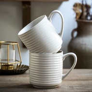 [500ml ]Large Capacity Mug Ceramic Mug Ceramic Coffee Cup Simple Thread Large Capacity Mug Household Ceramic Water Cup American Coffee Cup White Matte Cup
