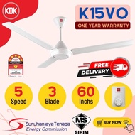 【READY STOCK】 KDK K15VO / K12VO /F-M15AO Regulator Ceiling Fan 60" White Color / kipas siling  Regulator warna putih 吊风扇