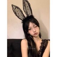 Meow Seven: Rabbit Headdress Prom Black Lace Rabbit Ear Headband Abstinence cos Animal Ear Hair Acce