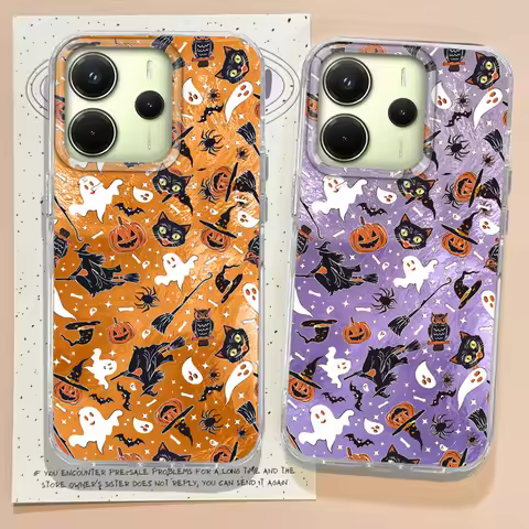 Halloween Pumpkin Ghost Face Case For Xiaomi Redmi Note 14 13 12 11 10 11S 10S 9 Pro 15 15C 14C 13C 