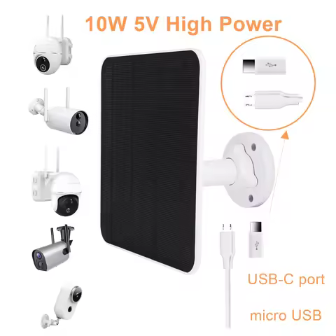 Solar Panel Charger for Security Cameras- High Efficiency 5V Output Power for Arlo, Ring, Reolink, E