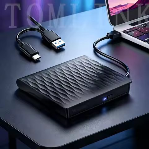 External CD/DVD Drive, Portable USB 3.0 + Type-C CD Burner, DVD Player, and DVD Burner; Compatible w