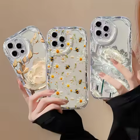 Cute Daisy Lotus Flower Case For Motorola Moto Edge 50 Fusion Pro Ultra G84 G14 G75 G35 G05 G15 G22 