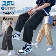 360 Outfit Cargo Pants Seluar Cargo Unisex Seluar Panjang Cargo Unisex Polyster Straight Baggy Celan
