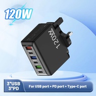 120W Charger PD120w Type-c Charger 5v3.1a 2PD+2usb Multi-port Adapter Xiaomi IP Pd Fast Charging Hea