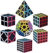 Roxenda Speed Cube Set, Speed Cube Bundle of 2x2 3x3 4x4 Megaminx Windmill Mirror Cube and Pyramid C