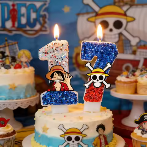 One Piece Theme Candle Number 0-9 Luffy Candle Cake Decoration Birthday Party for Kids Baby Shower D
