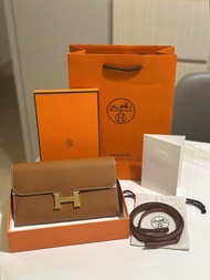 2025年單 99.9%新全套齊單 Hermes Constance to go 金棕色金扣 Gold GHW