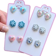 3pair/set Colorful Frozen Theme Earclip Set for Kids Girls Princess Accessories for Dress up Party Gift for Girls