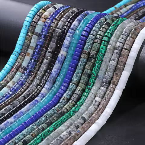 6x3mm Natural Flat Round Stone Beads Turquoises Labradorite Jaspers Spacer Loose Heishi Bead For Jew
