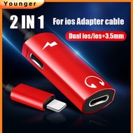 For ios Headphone Charging Adapter Cable 2 in 1 ios+3.5mm Phone Audio Converter For Music Listening 