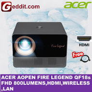 ACER AOPEN FIRE LEGEND QF18s FHD 800LUMENS,HDMI,WIRELESS ,LAN PROJECTOR  (FREE HDMI CABLE)