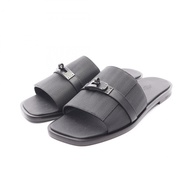 愛馬仕 Gabriel Kelly 扣式涼鞋 皮革 黑色 二手 男士 尺寸 44