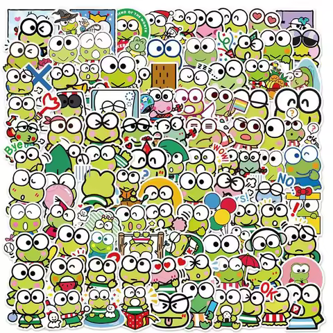 100/50PCS Cute Sanrio Keroppi Stickers For Luggage Phone Case Laptop Notebook Decals Gift