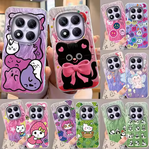 For Redmi 14C A3 13C Note 13 14S 14 Pro Plus 5G 15 15C Women Phone Case Cartoon Cat Panda Pattern Po