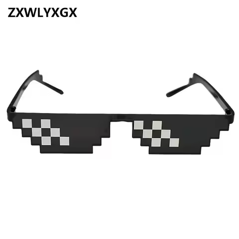 ZXWLYXGX Glasses 8 Bit MLG Pixelated Sunglasses Men Women Brand Thug Life Party Eyeglasses Mosaic Vi