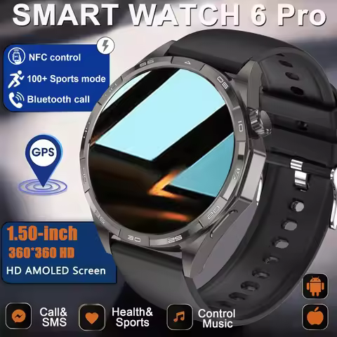 2025 New Watch 6 GT Series Smart Watch Men AMOLED Screen Heart Rate Health Monitoring Bluetooth Call
