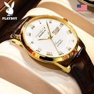 PLAYBOY Jam Tangan Lelaki Original Waterproof Mechanical Watch Leather Automatic mechanical movement Leisure Fashion Watch Man2605