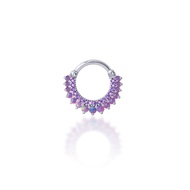 PiercingRoomByJay  CZ/Purple Opal Clicker Hoop  ห่วงเพชร/โอปอล เงินแท้