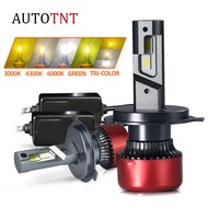 T30 Canbus H4 H7 H11 H8 H1 4300K 3000K 16000Lm LED Headlight Bulbs for 12V Car White Yellow Tricolor