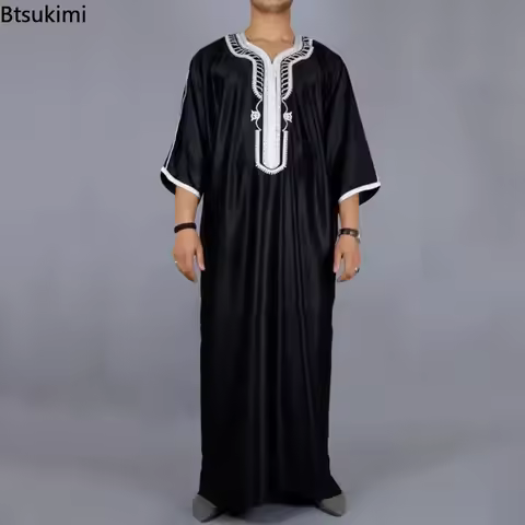 Fashion Muslim Men Jubba Thobes Arabic Pakistan Dubai Kaftan Abaya Robes Islamic Clothing Saudi Arab