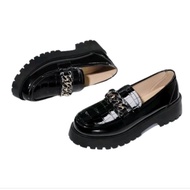 Docmart Women's Black Loafers with Gold Chain and Croco Motif, Latest Import Premium Quality 530