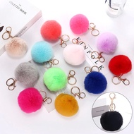 Fluffy Keychain Pompom Soft And Cute Fur Large Size 8 Cm. Multicolor