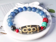 Tibetan Lightning Five Eyes Dzi Bead Bracelet 藏传老矿闪电五眼天珠 35.4x14.6mm