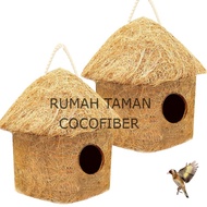 Latest Hanging Bird's Nest Miniature House with Coconut Fiber Bird House Bird Nest