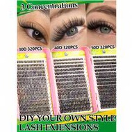 960 Clusters Large Capacity D Curl Eyelash Book, 9-16mm Mixed Length, 30D/40D/50D Three Specificatio