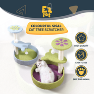 EZPET🐱Colorful Sisal Cat Tree Scratcher 3 Levels Cat Scratcher Pets Kitten Scratching Post Board Cat Toys Kucing 猫爬架
