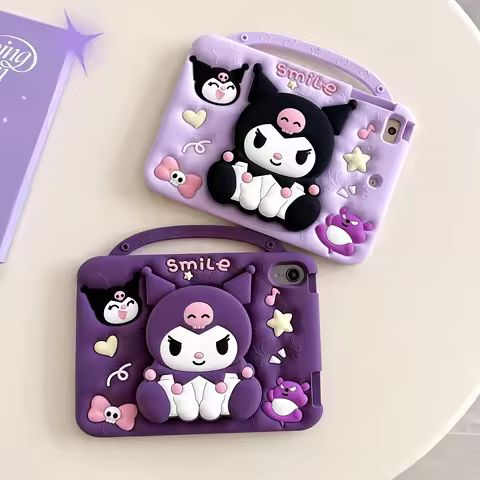 3D Cartoon Kuromi Bracket Soft Silicone Tablet Case For Samsung Galaxy Tab A8 S6 A7 Lite A9 Plus 10.