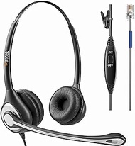 Wantek RJ9 Telephone Headset with Microphone Noise Cancelling &amp; Volume Control Landline Telephone Headphones