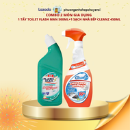 Combo Flashman Toilet Cleaner 500ml & Cleanz Kitchen Disinfectant Spray 450ml - Powerful Cleaning So