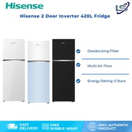 Hisense 2 Door Inverter Fridge 420L Refrigerator RT469N4ABU peti sejuk