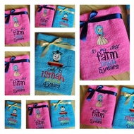 LVD Sulam Tuala Custom Design - Personalized design towel for kids - Sulam Nama &amp; Kartun - Hadiah Tuala Sulam Hari Lahir