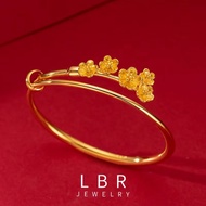 Gelang Emas Original 916 Gold Peach Blossom Smooth Sliding Flower Adjustable Women's Bracelet Accessories Jewelry Gifts Hypoallelic