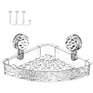 Shower Shelf Corner Suction Cup Holder Organizer with Hooks No-Drill for Kitchen Bathroom