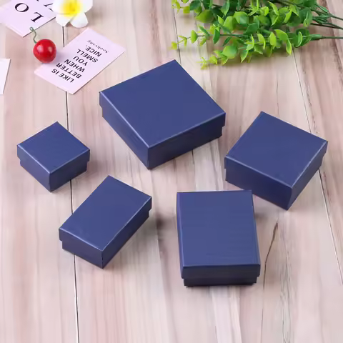 12pcs/Lot 7x7x3CM Dark Blue Jewelry Box Necklace Rings For Jewelry Multi Colors Jewellry Packaging G