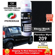 [ Ebony Black 209 ] Perodua Myvi Touch Up Paint CW Aikka DIY Aerosol Cat Spray 370ml Hitam Myvi Crys